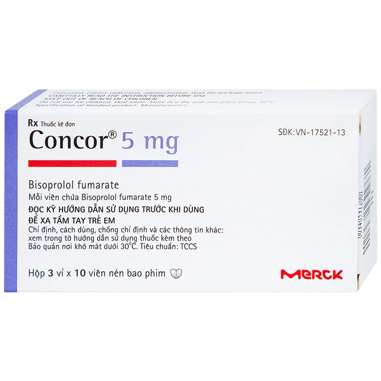 Thuốc Concor 5mg Merck điều trị tăng huyết áp, đau thắt ngực