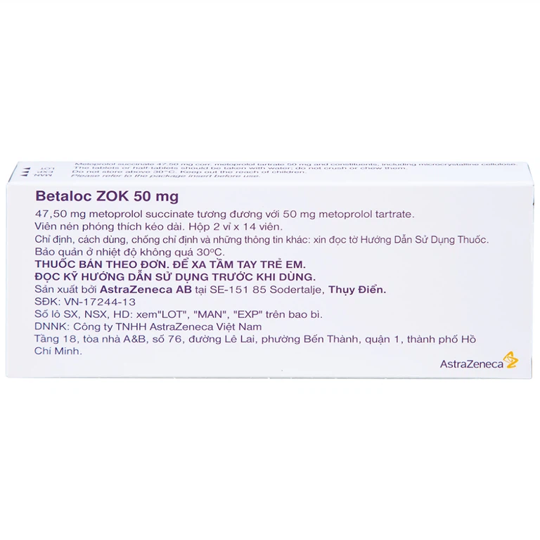 Thuốc Betaloc Zok 50mg AstraZeneca - Ảnh 2