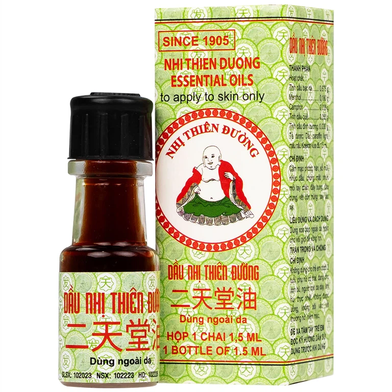 Dầu Nhị Thiên Đường 1.5ml dùng khi bị cảm mạo phong hàn, sổ mũi