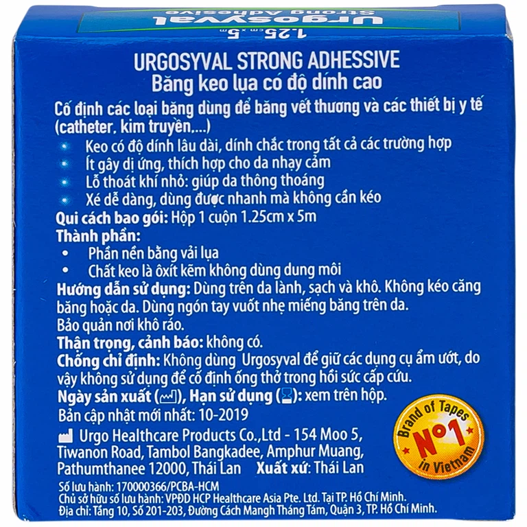 Băng keo lụa có độ dính cao Urgosyval Strong Adhessive size 1.25cm x 5m cố định băng gạc - Ảnh 2