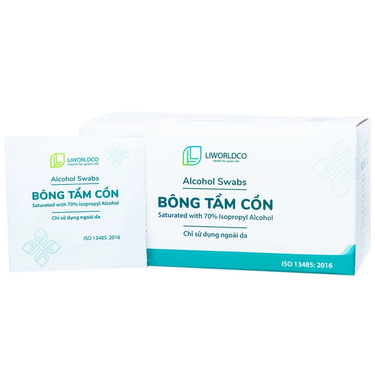 Bông tẩm cồn Alcohol Swabs Tanaphar làm sạch và khử trùng da trước khi tiêm