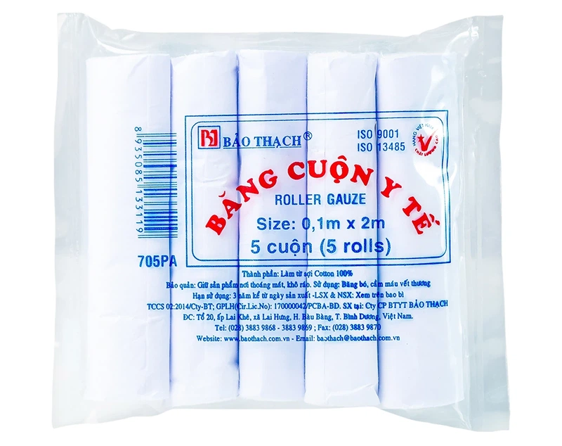 Băng cuộn y tế 0.1m x 2m Bảo Thạch dùng để băng vết thương