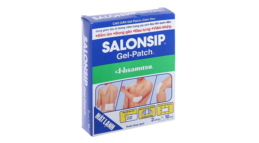Cao dán Salonsip Gel - Patch Hisamitsu giảm đau, kháng viêm do mỏi cơ, đau cơ