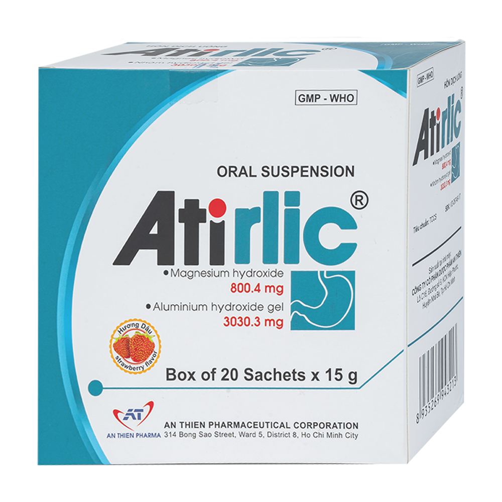 Hỗn dịch uống Atirlic 15g An Thiên điều trị viêm loét dạ dày - tá tràng cấp và mạn tính