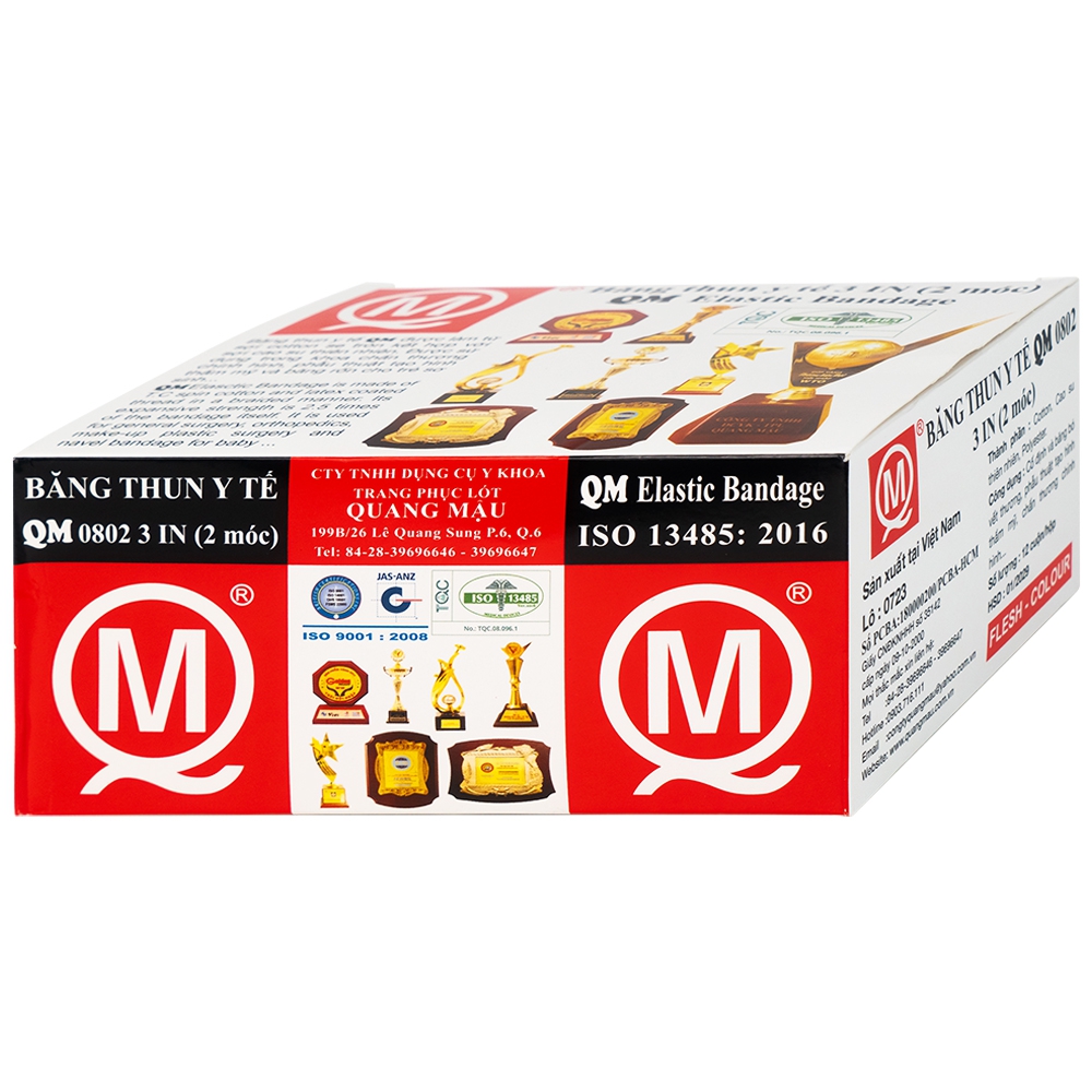 Băng thun 2 móc Minh Quang dùng để băng nén ép cầm máu, cố định khớp