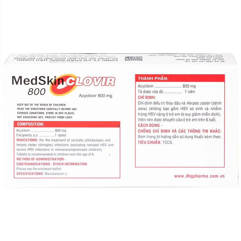Thuốc MedSkin Clovir 800 DHG - Ảnh 2